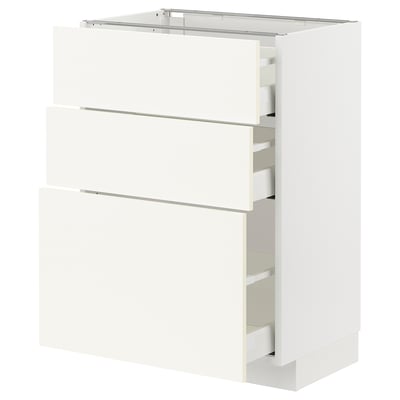 METOD white kitchen cabinet, modern, rectangular, with smooth drawers.