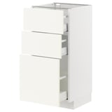 METOD / MAXIMERA Base cabinet with 3 drawers, white/Vallstena white, 40x41x80 cm