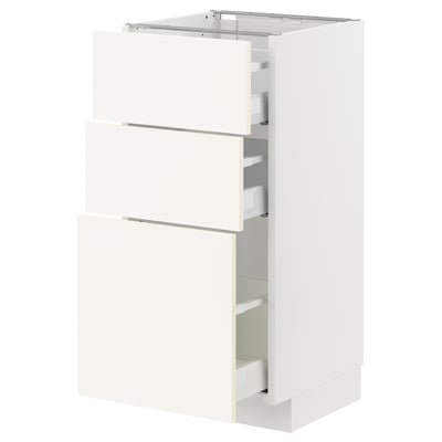 METOD / MAXIMERA Base cabinet with 3 drawers, white/Vallstena white, 40x41x80 cm