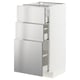 METOD / MAXIMERA Base cabinet with 3 drawers, white/Vårsta stainless steel, 40x41x80 cm