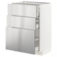 METOD / MAXIMERA Base cabinet with 3 drawers, white/Vårsta stainless steel, 60x41x80 cm