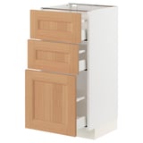 METOD / MAXIMERA Base cabinet with 3 drawers, white/Vedhamn oak, 40x41x80 cm