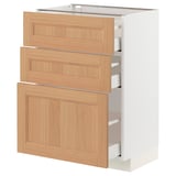 METOD / MAXIMERA Base cabinet with 3 drawers, white/Vedhamn oak, 60x41x80 cm