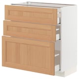 METOD / MAXIMERA Base cabinet with 3 drawers, white/Vedhamn oak, 80x41x80 cm