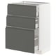 METOD / MAXIMERA Base cabinet with 3 drawers, white/Voxtorp dark grey, 60x41x80 cm