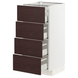 METOD / MAXIMERA Base cabinet with 4 drawers, white Askersund/dark brown ash effect, 40x41x80 cm