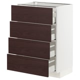 METOD / MAXIMERA Base cabinet with 4 drawers, white Askersund/dark brown ash effect, 60x41x80 cm