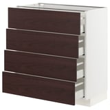 METOD / MAXIMERA Base cabinet with 4 drawers, white Askersund/dark brown ash effect, 80x41x80 cm
