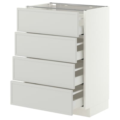 METOD / MAXIMERA Base cabinet with 4 drawers, white/Aspudden light grey, 60x41x80 cm