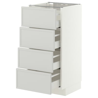 METOD / MAXIMERA Base cabinet with 4 drawers, white/Aspudden light grey, 40x41x80 cm