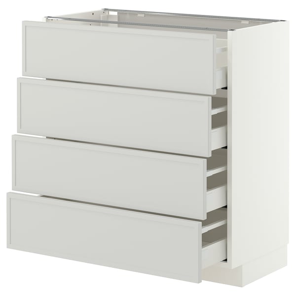 METOD / MAXIMERA Base cabinet with 4 drawers, white/Aspudden light grey, 80x41x80 cm