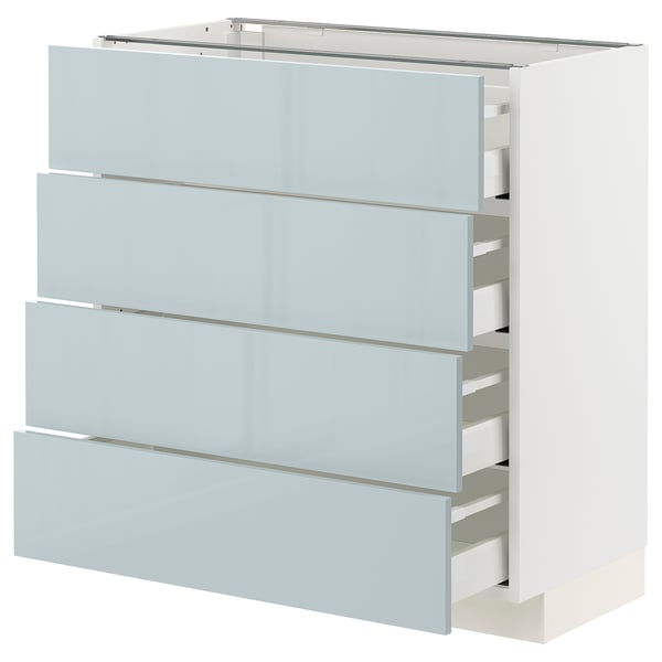 METOD / MAXIMERA Base cabinet with 4 drawers, white/Kallarp light grey-blue, 80x41x80 cm