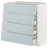 METOD / MAXIMERA Base cabinet with 4 drawers, white/Kallarp light grey-blue, 80x41x80 cm