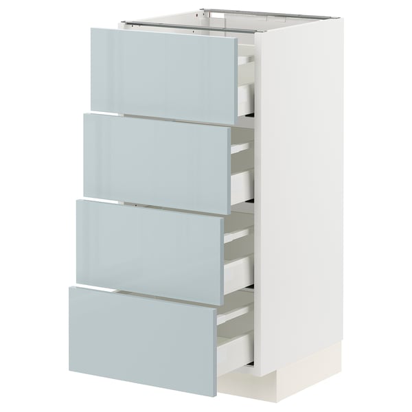 METOD / MAXIMERA Base cabinet with 4 drawers, white/Kallarp light grey-blue, 40x41x80 cm