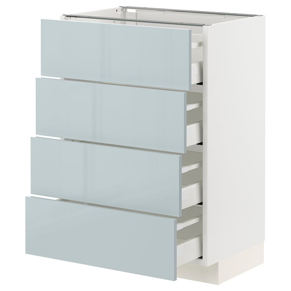 METOD / MAXIMERA Base cabinet with 4 drawers, white/Kallarp light grey-blue, 60x41x80 cm