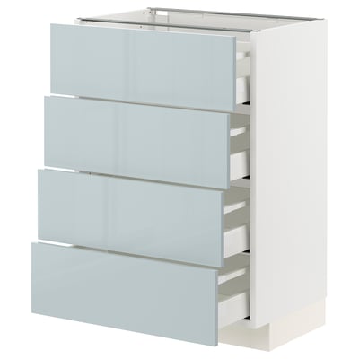 METOD / MAXIMERA Base cabinet with 4 drawers, white/Kallarp light grey-blue, 60x41x80 cm