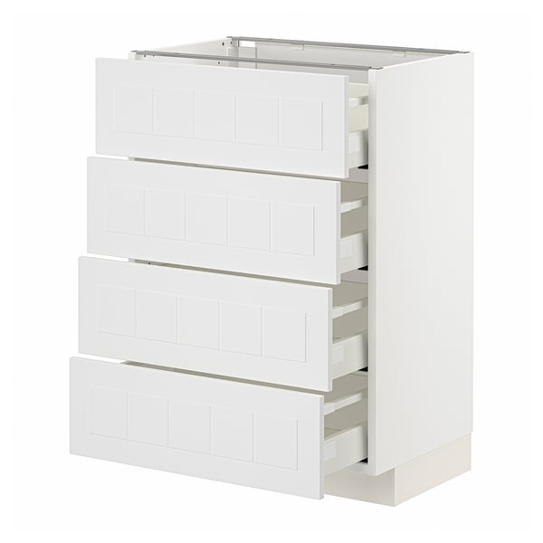 METOD / MAXIMERA Base cabinet with 4 drawers, white/Stensund white, 60x41x80 cm