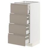 METOD / MAXIMERA Base cabinet with 4 drawers, white/Upplöv matt dark beige, 40x41x80 cm