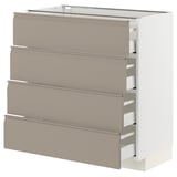METOD / MAXIMERA Base cabinet with 4 drawers, white/Upplöv matt dark beige, 80x41x80 cm