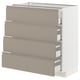 METOD / MAXIMERA Base cabinet with 4 drawers, white/Upplöv matt dark beige, 80x41x80 cm