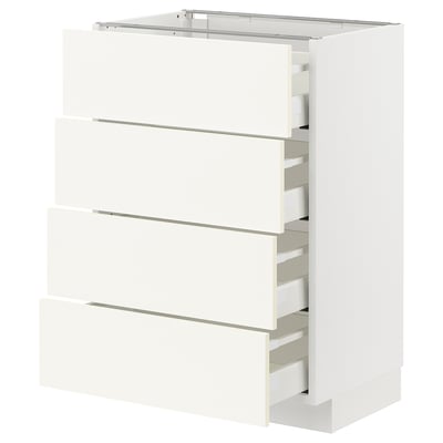 METOD / MAXIMERA Base cabinet with 4 drawers, white/Vallstena white, 60x41x80 cm