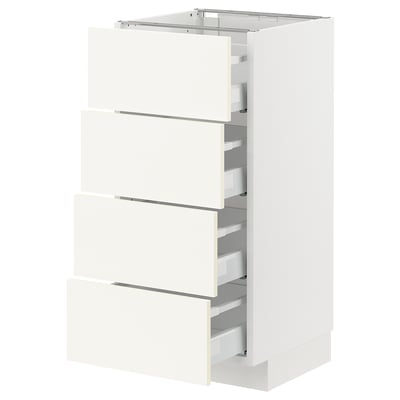 METOD / MAXIMERA Base cabinet with 4 drawers, white/Vallstena white, 40x41x80 cm