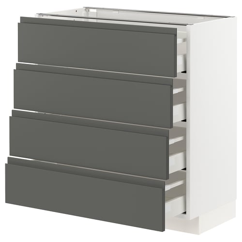 Grey METOD kitchen with modern drawers.