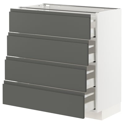 METOD / MAXIMERA Base cabinet with 4 drawers, white/Voxtorp dark grey, 80x41x80 cm
