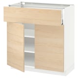 METOD / MAXIMERA Base cabinet with drawer/2 doors, white/Askersund light ash effect, 80x41x80 cm
