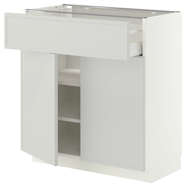 METOD / MAXIMERA Base cabinet with drawer/2 doors, white/Aspudden light grey, 80x41x80 cm