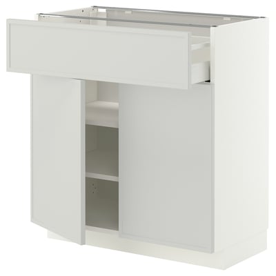 METOD / MAXIMERA Base cabinet with drawer/2 doors, white/Aspudden light grey, 80x41x80 cm