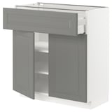 METOD / MAXIMERA Base cabinet with drawer/2 doors, white/Bodbyn grey, 80x41x80 cm