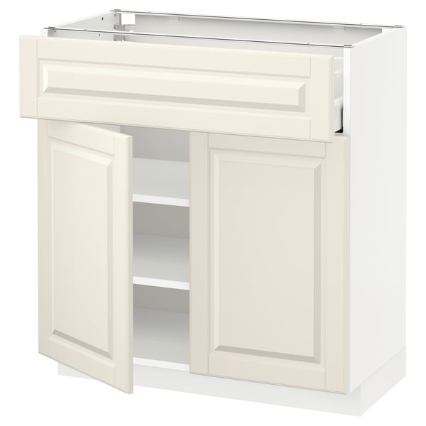 METOD / MAXIMERA Base cabinet with drawer/2 doors, white/Bodbyn off-white, 80x41x80 cm