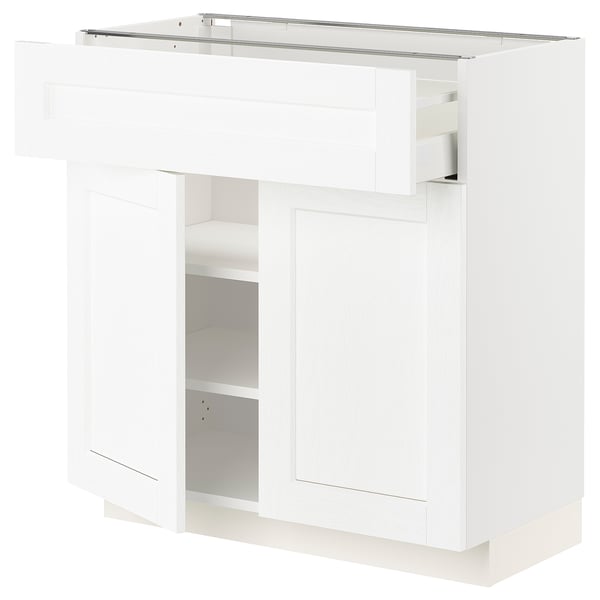 METOD / MAXIMERA Base cabinet with drawer/2 doors, white Enköping/white wood effect, 80x41x80 cm