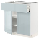 METOD / MAXIMERA Base cabinet with drawer/2 doors, white/Kallarp light grey-blue, 80x41x80 cm