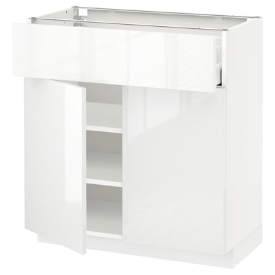 METOD / MAXIMERA Base cabinet with drawer/2 doors, white/Ringhult white, 80x41x80 cm