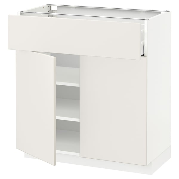 METOD / MAXIMERA Base cabinet with drawer/2 doors, white/Veddinge white, 80x41x80 cm