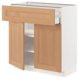METOD / MAXIMERA Base cabinet with drawer/2 doors, white/Vedhamn oak, 80x41x80 cm