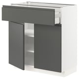 METOD / MAXIMERA Base cabinet with drawer/2 doors, white/Voxtorp dark grey, 80x41x80 cm