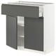 METOD / MAXIMERA Base cabinet with drawer/2 doors, white/Voxtorp dark grey, 80x41x80 cm
