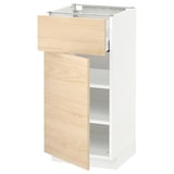 METOD / MAXIMERA Base cabinet with drawer/door, white/Askersund light ash effect, 40x41x80 cm