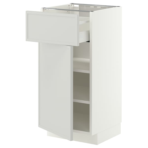 METOD / MAXIMERA Base cabinet with drawer/door, white/Aspudden light grey, 40x41x80 cm