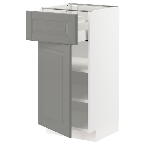 METOD / MAXIMERA Base cabinet with drawer/door, white/Bodbyn grey, 40x41x80 cm