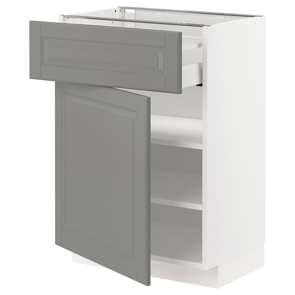 METOD / MAXIMERA Base cabinet with drawer/door, white/Bodbyn grey, 60x41x80 cm