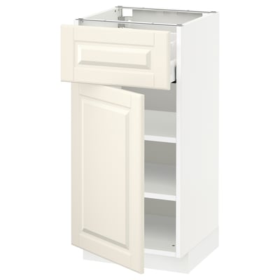 METOD / MAXIMERA Base cabinet with drawer/door, white/Bodbyn off-white, 40x41x80 cm