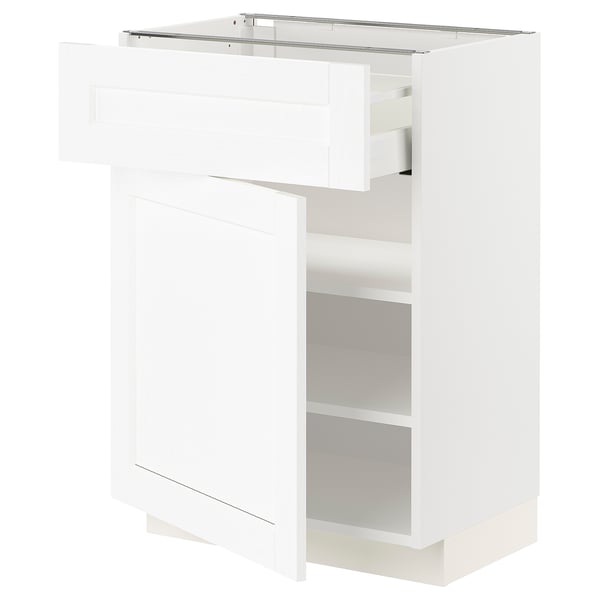 METOD / MAXIMERA Base cabinet with drawer/door, white Enköping/white wood effect, 60x41x80 cm