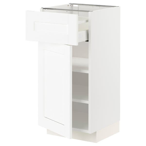 METOD / MAXIMERA Base cabinet with drawer/door, white Enköping/white wood effect, 40x41x80 cm