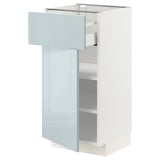 METOD / MAXIMERA Base cabinet with drawer/door, white/Kallarp light grey-blue, 40x41x80 cm