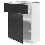 METOD / MAXIMERA Base cabinet with drawer/door, white/Nickebo matt anthracite, 60x41x80 cm
