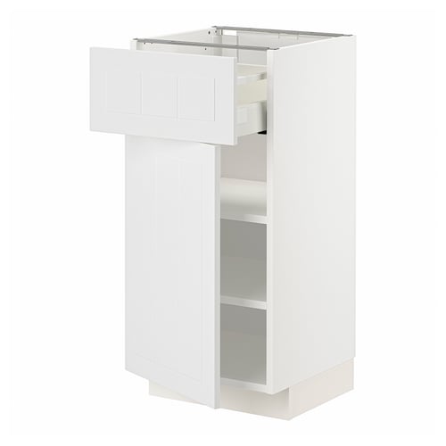 White METOD cabinet with stensund drawers, modern kitchen design.
